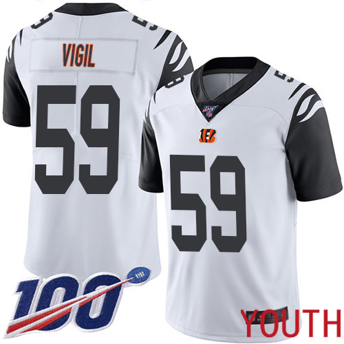 Cincinnati Bengals Limited White Youth Nick Vigil Jersey NFL Footballl 59 100th Season Rush Vapor Untouchable